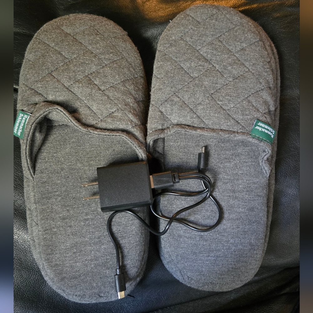 Hammacher Schlemmer Heated Slide Slippers szL color Gray - Picture 4 of 9